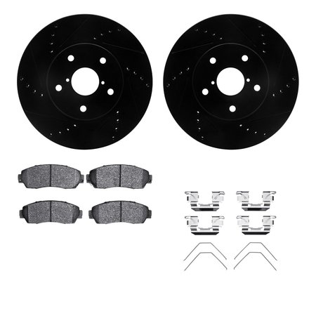 DYNAMIC FRICTION CO 8512-13034, Rotors-Drilled and Slotted-Black w/ 5000 Advanced Brake Pads incl. Hardware, Zinc Coated 8512-13034